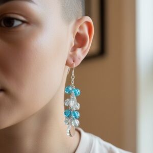 Elegant Blue and Silver Drop Earrings